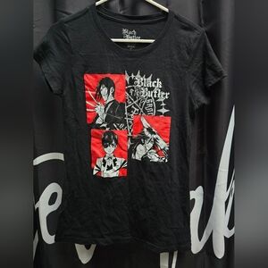 Black and Red Graphic Top with Artistic Design
